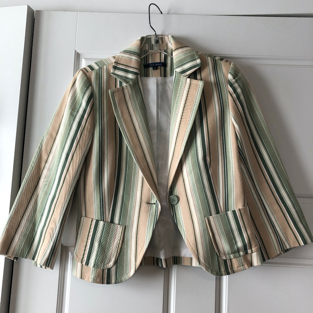 Tan and Green Striped Blazer